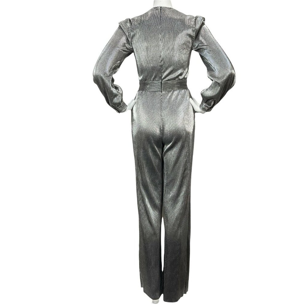 House of Harlow Jumpsuit Women Sz XXS Silver Revolve Long Slv Shimmer Nwt $248 - Picture 3 of 12